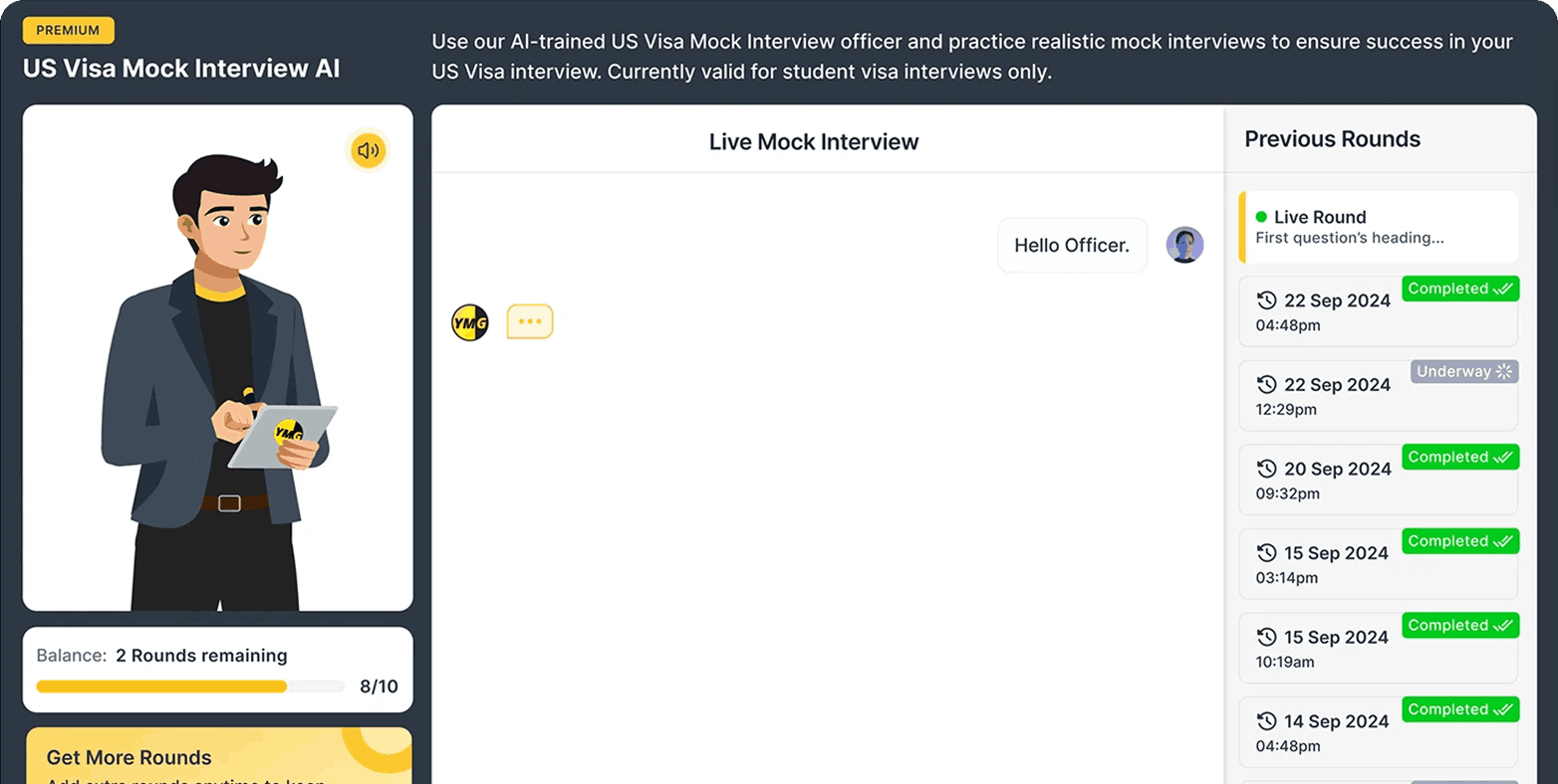 AI US Visa Mock Interview